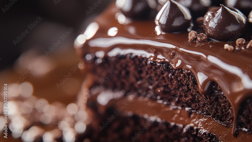 Close-up of chocolate cake with frosting. Close-up of chocolate cake with frosting.