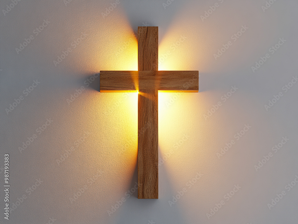Naklejka premium Twilight cross on a plain wall