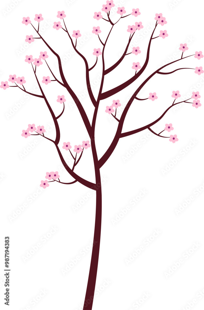 Fototapeta premium Spring blossom tree. Vector illustration with transparent background.