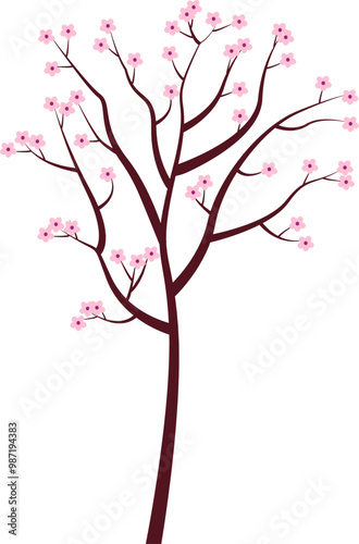 Spring blossom tree. Vector illustration with transparent background.