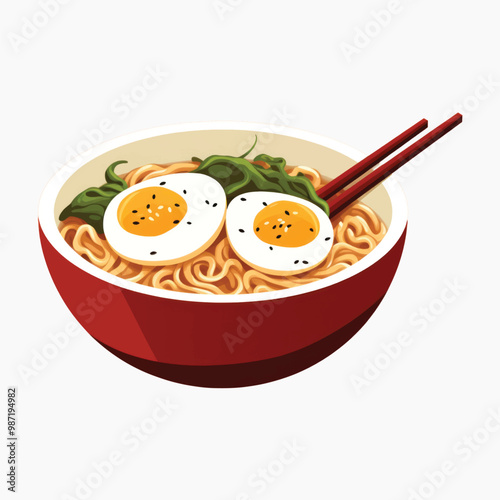 Delicious ramen bowl illustration