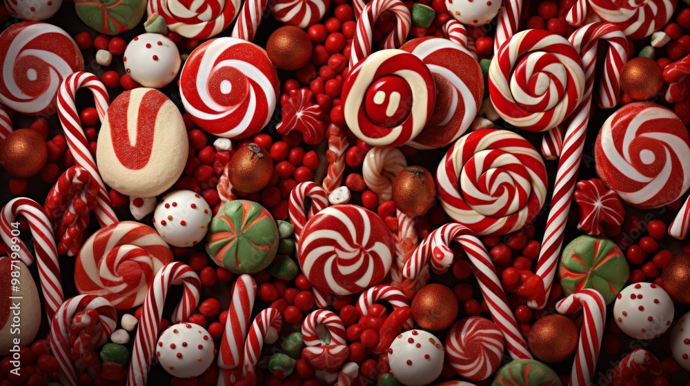Red and White Mini Candy Canes for Christmas. Neural network ai generated art Red and White Mini Candy Canes for Christmas. Neural network ai generated art