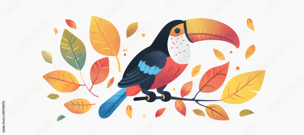 Pastel Toucan Design on White Background