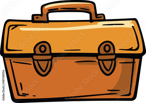Vector Illustration of a Classic Brown Tool Box