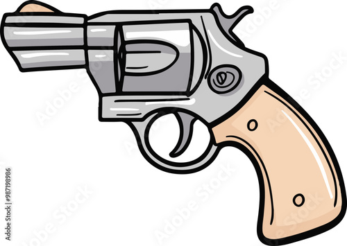 Vector Illustration of a Classic Revolver Design