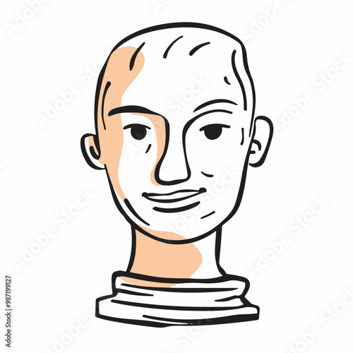 Stylized Vector Illustration of a Classic Bust