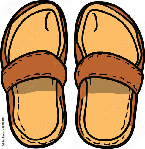 Vector Illustration of Casual Brown Sandals