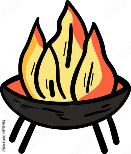 Stylized Vector Campfire with Vibrant Flames