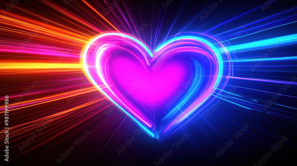 Neon heart with high-speed motion blur Neon heart with high-speed motion blur