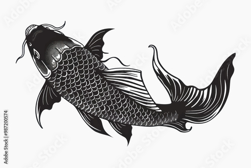 Black koi fish tattoo design