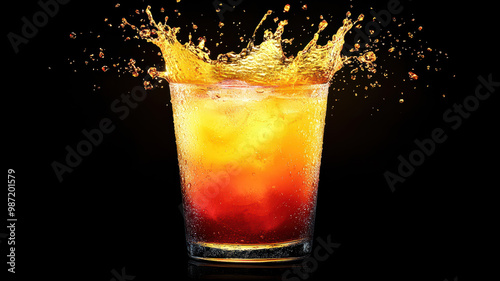 Crown-Like Splash of Tequila Sunrise Cocktail.