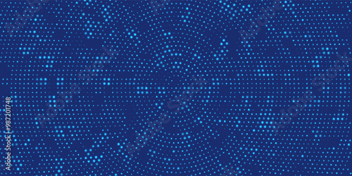 Abstract background chaotic size blue pixels. Particles mosaic gradient color with noise size design. Vector Illustration.