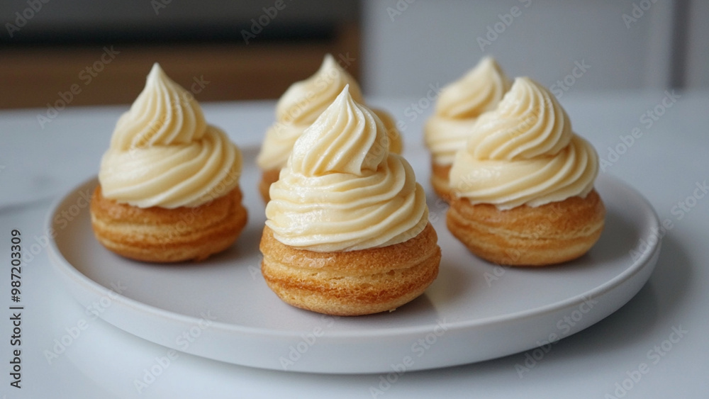 Cream Choux on the plate Cream Choux on the plate