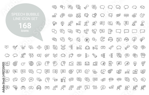 Speech bubbles symbols icon set, ideas emotions, voice sound chat speak