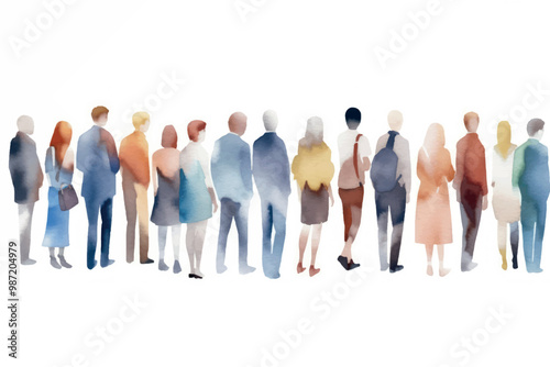 Watercolor diverse people silhouette