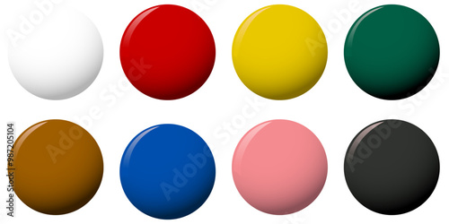 Realistic Snooker Balls isolated on a transparent background