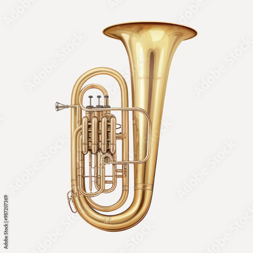 Golden brass musical instrument tuba