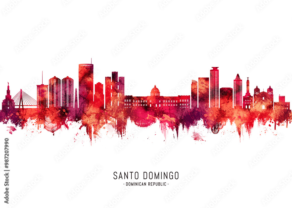 Santo Domingo Dominican Republic Skyline Red Santo Domingo Dominican Republic Skyline Red