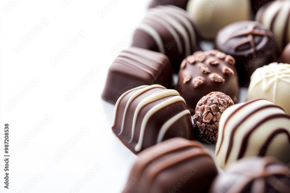Fototapeta premium chocolate candy close up on a white , ai