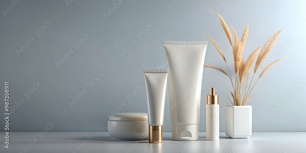 Empty minimalist studio shot of cosmetic package with beauty and healthcare product mockup template, beauty Empty minimalist studio shot of cosmetic package with beauty and healthcare product mockup template, beauty