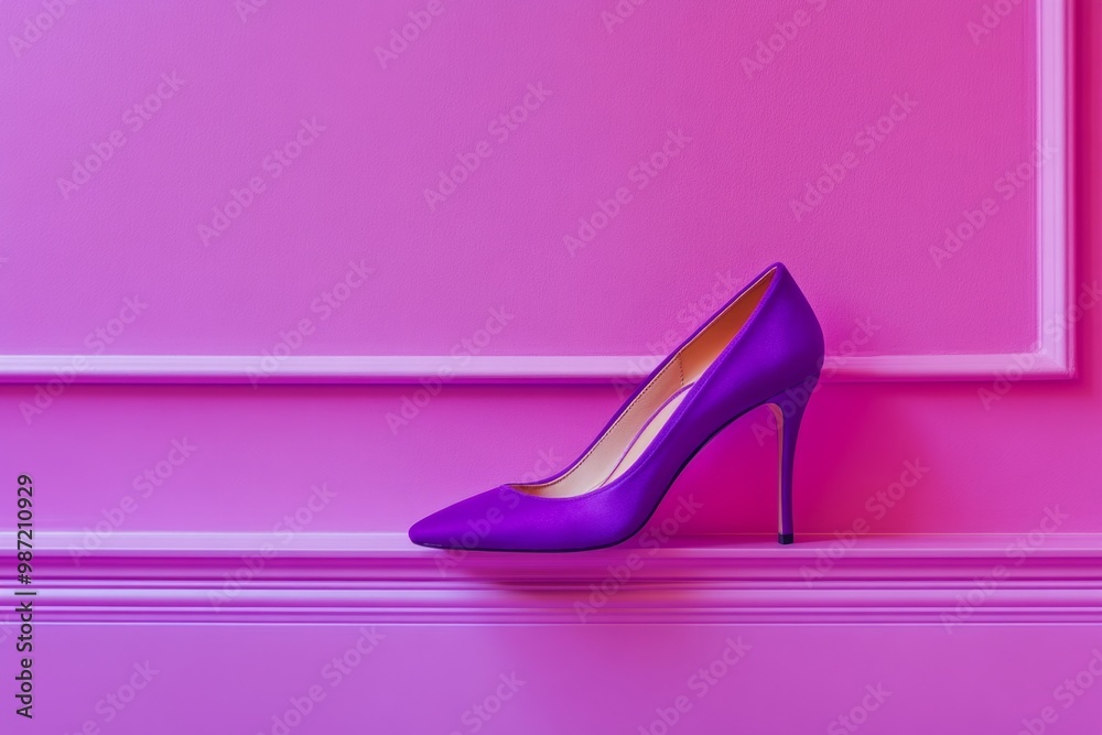 Stylish purple high heel shoe on a vibrant pink background. This modern design is perfect for fashion lovers and trendsetters. A work of art in footwear design. Generative AI Stylish purple high heel shoe on a vibrant pink background. This modern design is perfect for fashion lovers and trendsetters. A work of art in footwear design. Generative AI