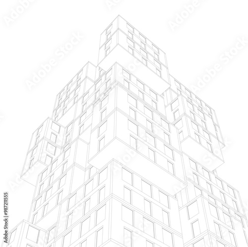 Modern building 3d illustration