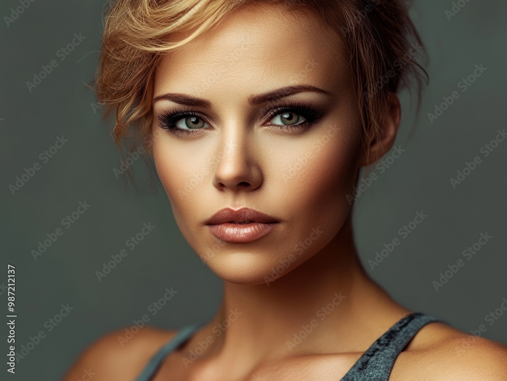 Feminine and gentle woman with long hair, glowing perfect skin, beauty industry, beauty and health. Feminine and gentle woman with long hair, glowing perfect skin, beauty industry, beauty and health.