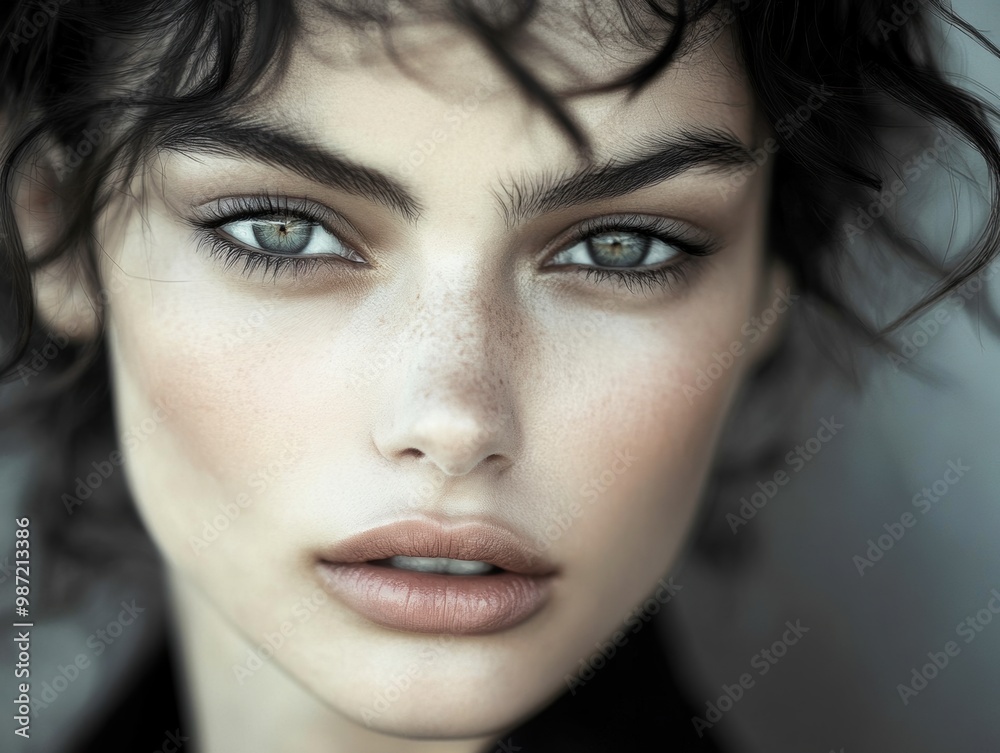 Feminine and gentle woman with pixie cut, glowing perfect skin, beauty industry, beauty and health. Feminine and gentle woman with pixie cut, glowing perfect skin, beauty industry, beauty and health.