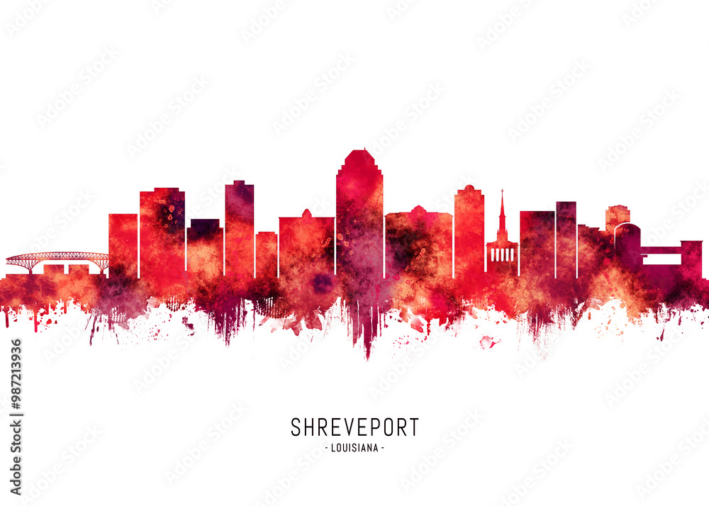 Shreveport Louisiana Skyline Red Shreveport Louisiana Skyline Red