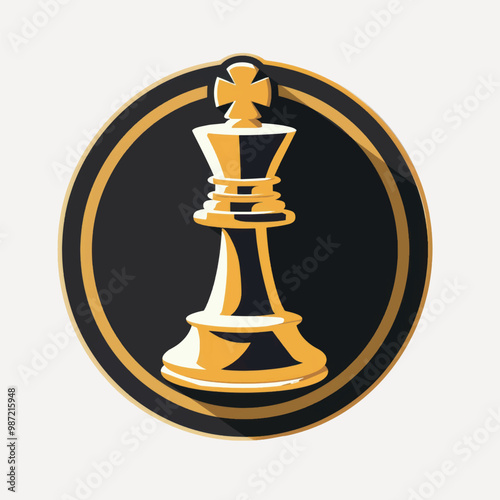 Elegant gold chess king icon