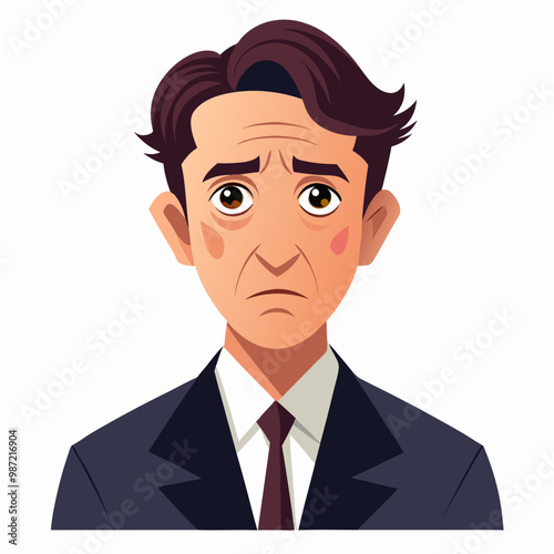 Man Avatar Bussiness Sad Cartoon Illustration Vector stock illustration