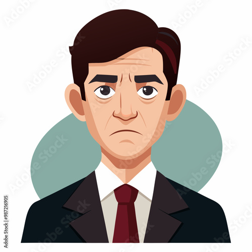 Man Avatar Bussiness Sad Cartoon Illustration Vector stock illustration