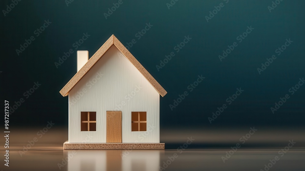 A minimalist model of a house on a softly lit surface, symbolizing home, comfort, and shelter in a modern design. A minimalist model of a house on a softly lit surface, symbolizing home, comfort, and shelter in a modern design.