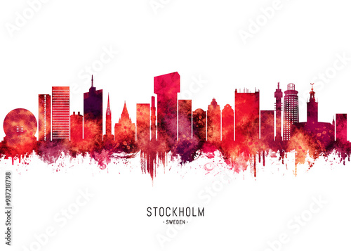Photography Stockholm Sweden Skyline Red