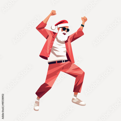 Cool dancing Santa Claus illustration