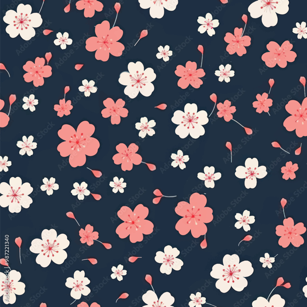 Floral pattern with cherry blossoms Floral pattern with cherry blossoms