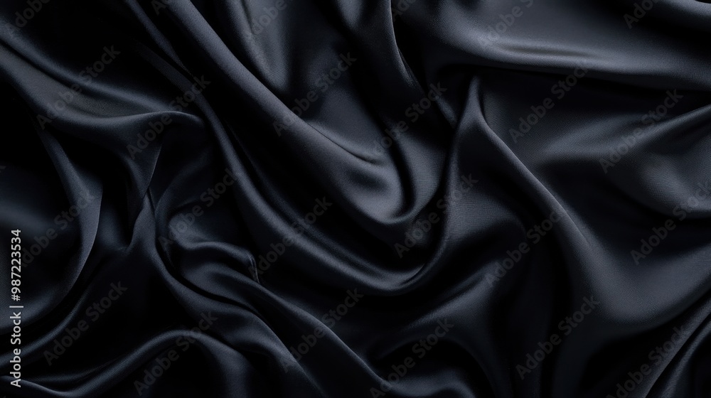 Luxurious matte black silk draping softly with intricate folds and delicate highlights, creating a refined and elegant texture perfect for sophisticated backgrounds Luxurious matte black silk draping softly with intricate folds and delicate highlights, creating a refined and elegant texture perfect for sophisticated backgrounds