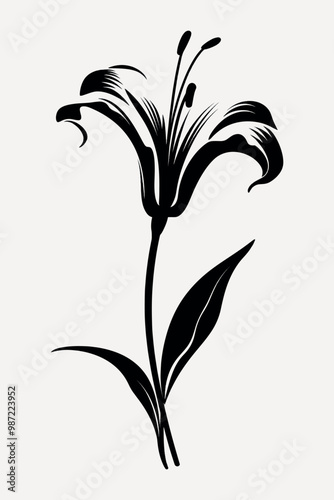 Elegant black lily silhouette