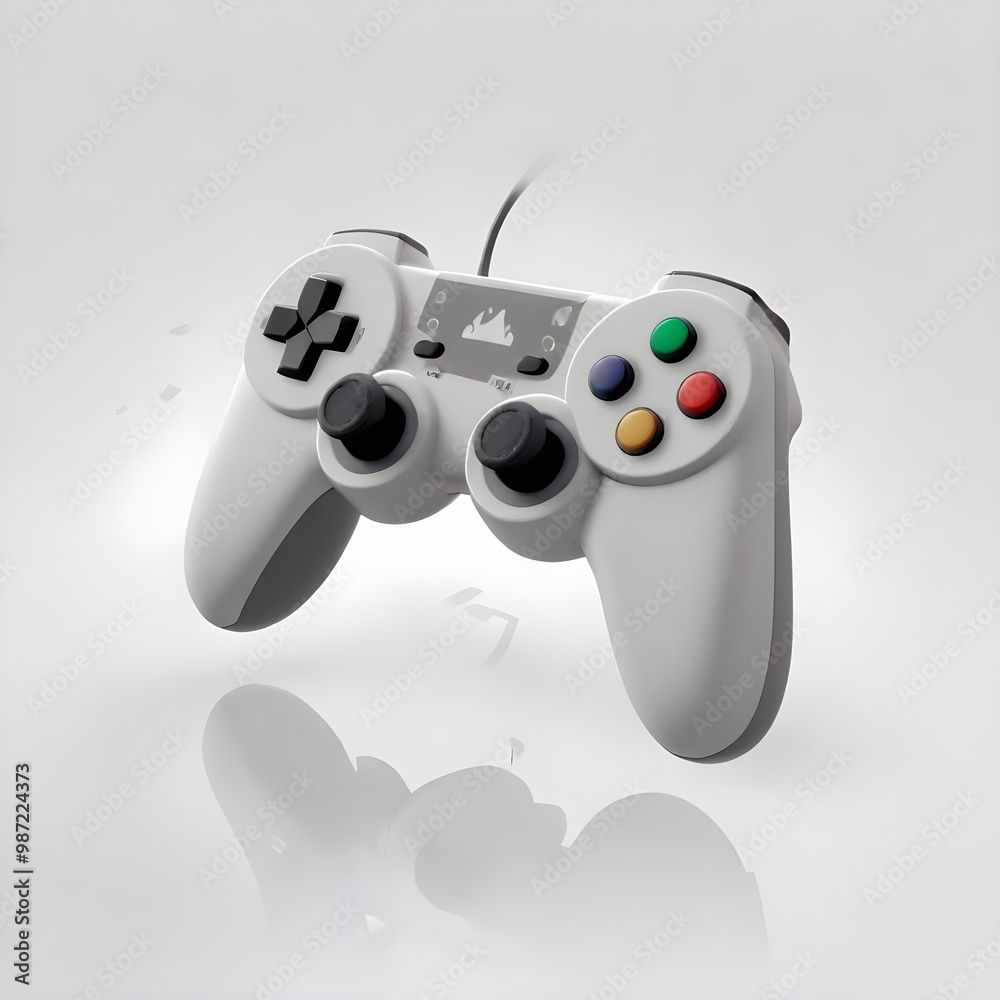 white and gray video game controller with a classic gamepad design white and gray video game controller with a classic gamepad design