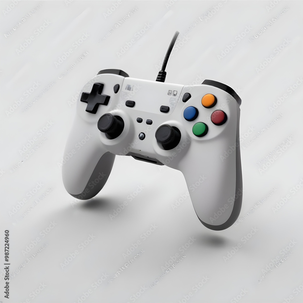 white and gray video game controller with a classic gamepad design white and gray video game controller with a classic gamepad design