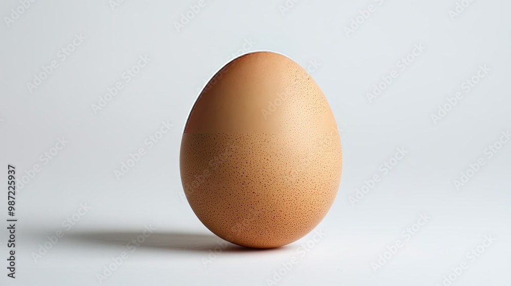 A single brown egg in sharp focus against a plain white background, highlighting its smooth texture and natural shape A single brown egg in sharp focus against a plain white background, highlighting its smooth texture and natural shape