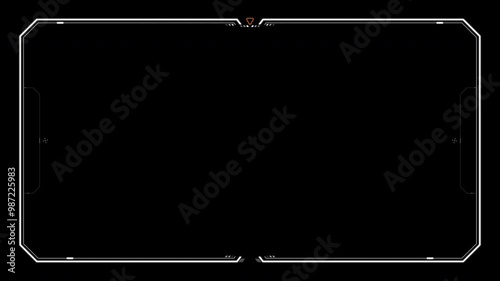 Universal Technology Line and frame Video overlay Futuristic HUD Head up display interface template with basic geometry line element. Video template widescreen aspect ratio
