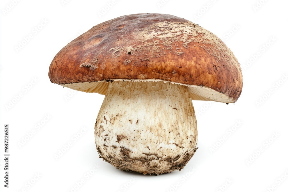 Big Boletus Edulis Mushroom isolated on white background close up , ai Big Boletus Edulis Mushroom isolated on white background close up , ai
