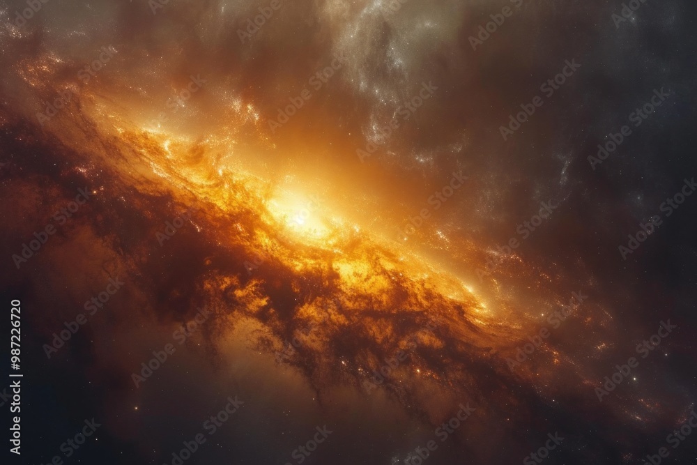 Fototapeta premium Majestic Spiral Galaxy Glowing Brightly in the Vastness of Outer Space