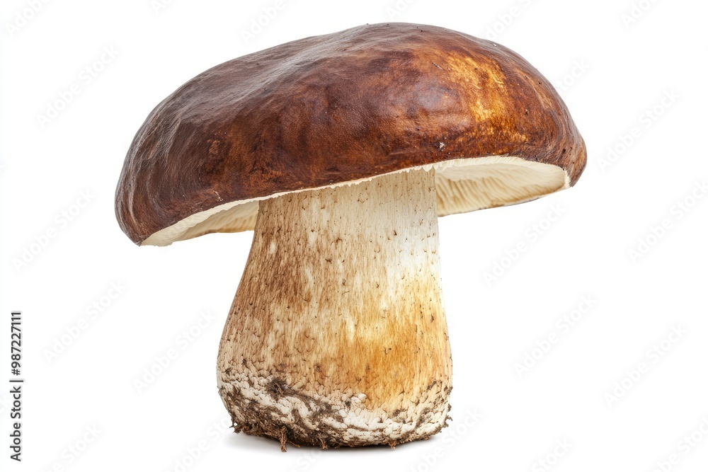 Big Boletus Edulis Mushroom isolated on white background close up , ai Big Boletus Edulis Mushroom isolated on white background close up , ai