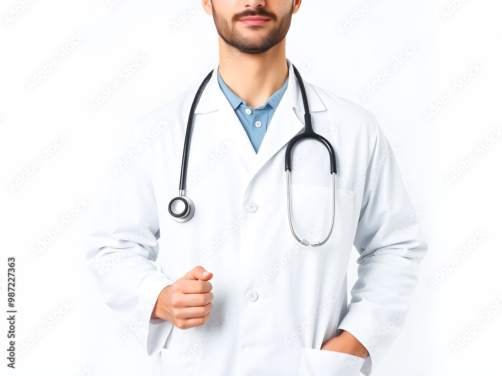 cropped view of doctor in white coat with stethoscope isolated on white cropped view of doctor in white coat with stethoscope isolated on white