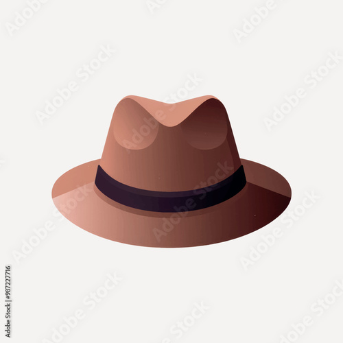 Stylish brown fedora hat illustration