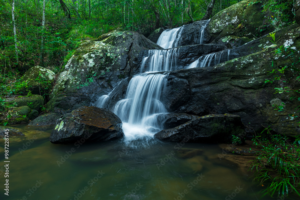 Beautiful deep forest waterfall in Thailand. nature background. Beautiful deep forest waterfall in Thailand. nature background.