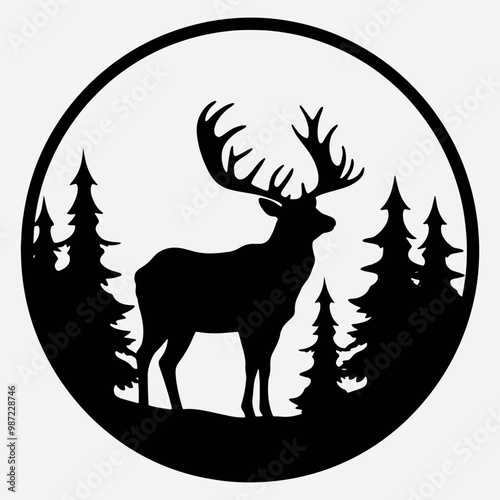 Majestic deer silhouette forest