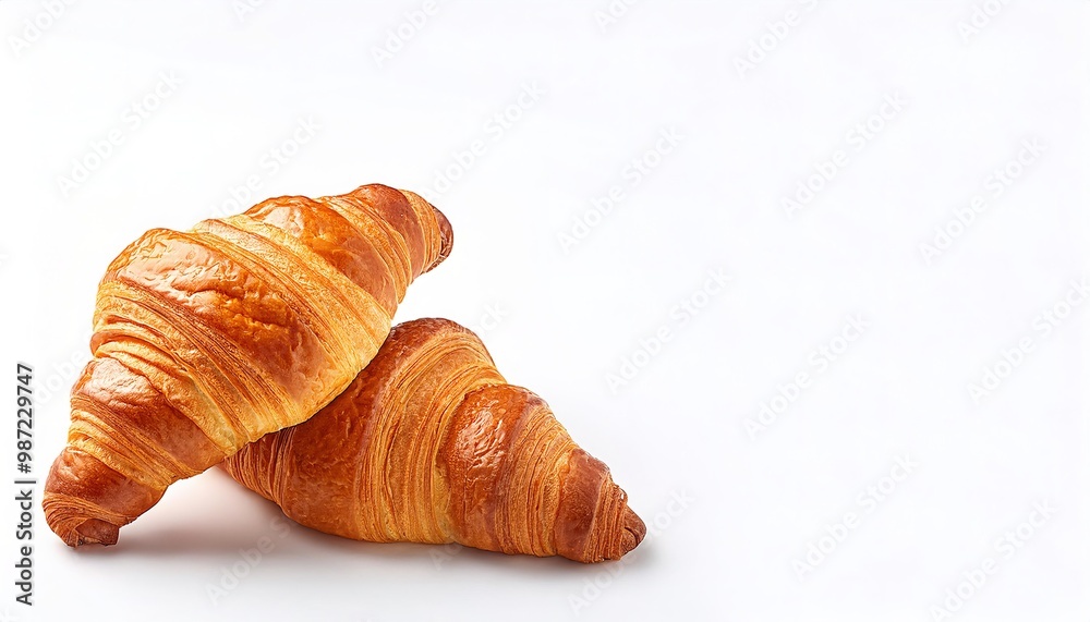 Freshly baked bread croissant isolated on white background with copy space. French pastry. Fresh Puff Pastry Pies, Sweet Kipferls, Buttery Viennoiseries, Layered Yeast Leavened Dough Pastries Freshly baked bread croissant isolated on white background with copy space. French pastry. Fresh Puff Pastry Pies, Sweet Kipferls, Buttery Viennoiseries, Layered Yeast Leavened Dough Pastries